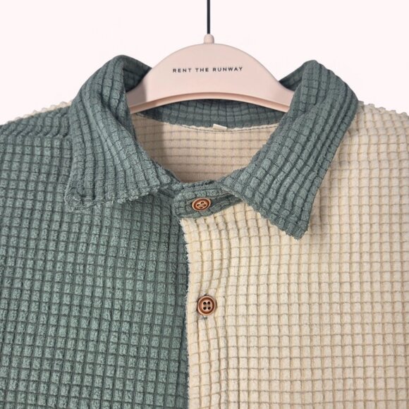 Waffle Corduroy Green and Cream Shirt - Picture 4 of 4